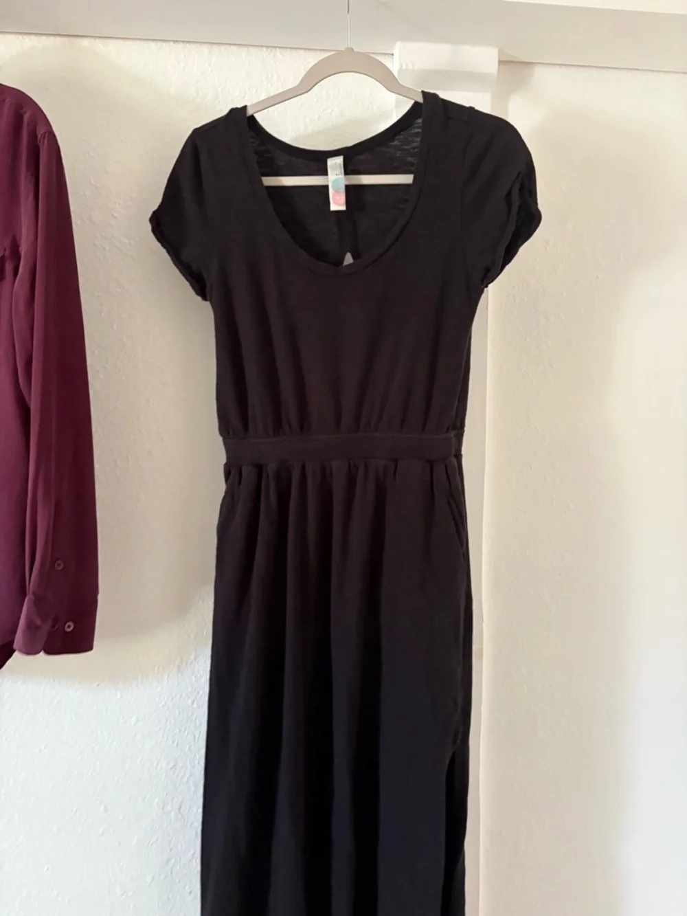 Women’s ' Black Casual Knit Dress - Soft Scoop Neck - Picture 3 of 3